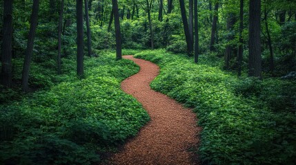 Obraz premium Winding path through a lush forest