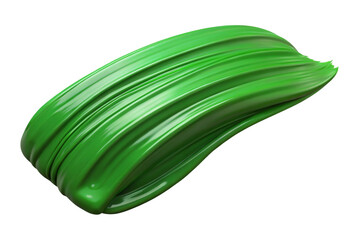Glossy green paint stroke with textured ridges isolated on transparent background
