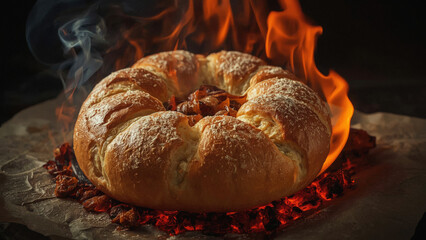 Traditional Bialy Bread Roll With Onion-Filled Center Originating From Jewish Cuisine and Polish Baking.