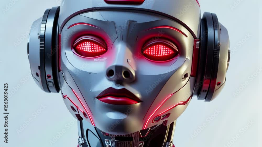 Poster digital brain render showcasing an artificial intelligence robot with futuristic features, ai artifi
