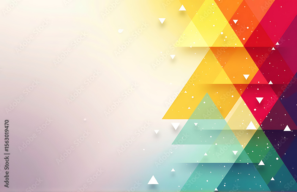 Poster modern web banner features colorful bright abstract background geometric shapes like triangles color