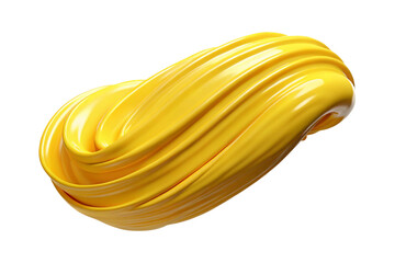 Abstract yellow swirl shape with glossy texture isolated on transparent background