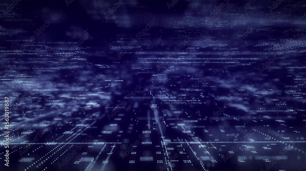 Aufkleber flow of big data processing. digital visualisation of ai data transmission. motion computer speed pr