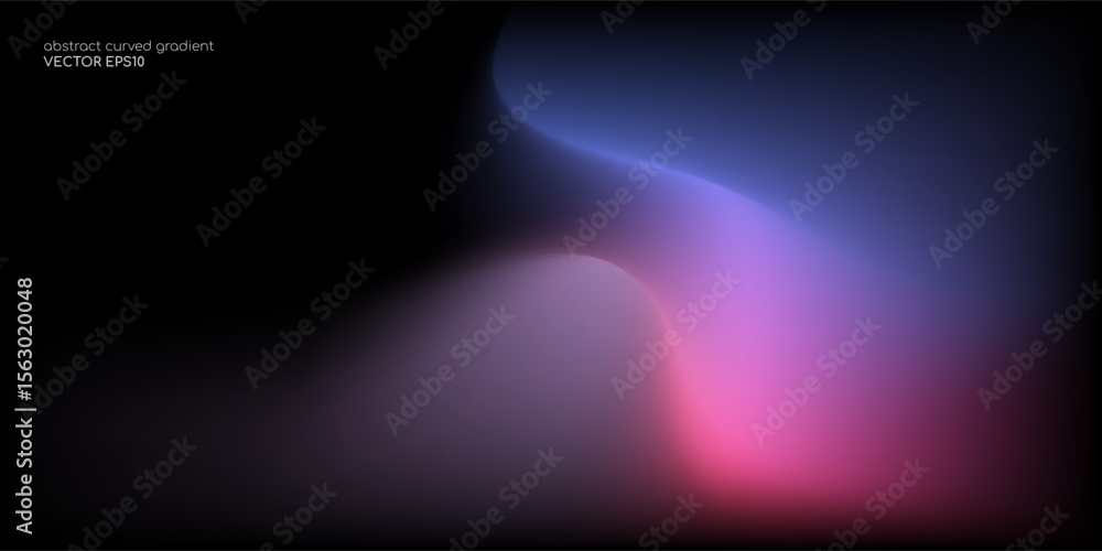 Poster vector abstract blurred gradient background smooth curve shape with colorful light purple blue on bl