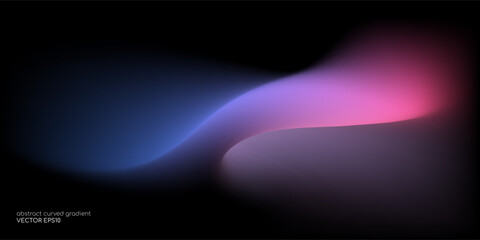 Vector abstract blurred gradient background smooth curve shape with colorful light purple blue on black background