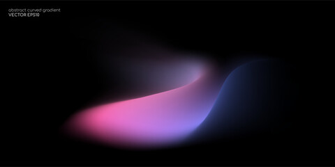 Vector abstract blurred gradient background smooth curve shape with colorful light purple blue on black background