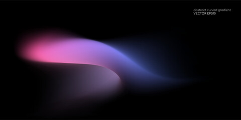 Vector abstract blurred gradient background smooth curve shape with colorful light purple blue on black background