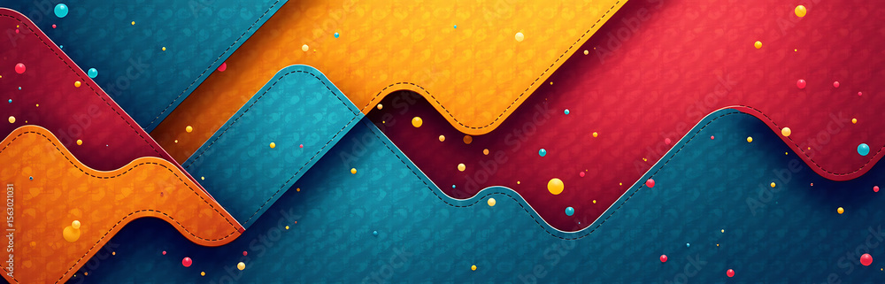 Aufkleber dynamic design combines geometric shapes vibrant color palette textured effects unique visual