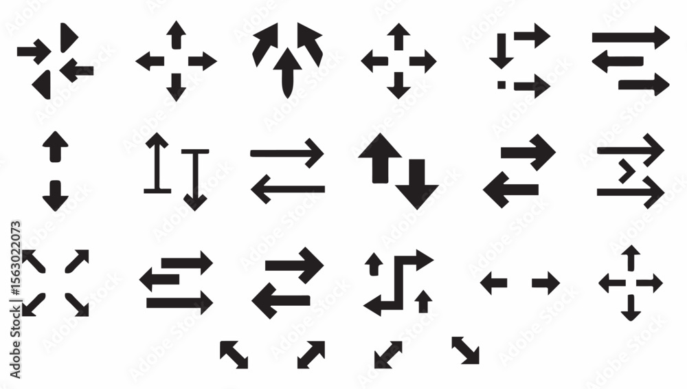 Poster vector arrow icon set – directional, navigation and ui symbols collection