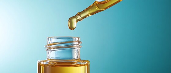 Droplet falling from a pipette into a bottle.