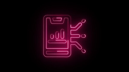 Data Analytics Icon Animation with Glowing Lines on Black Background