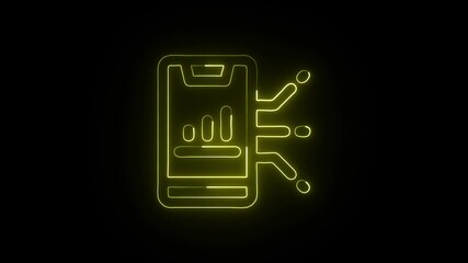 Data Analytics Icon Animation with Glowing Lines on Black Background