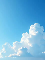bright blue sky puffy white clouds creates peaceful abstract landscape