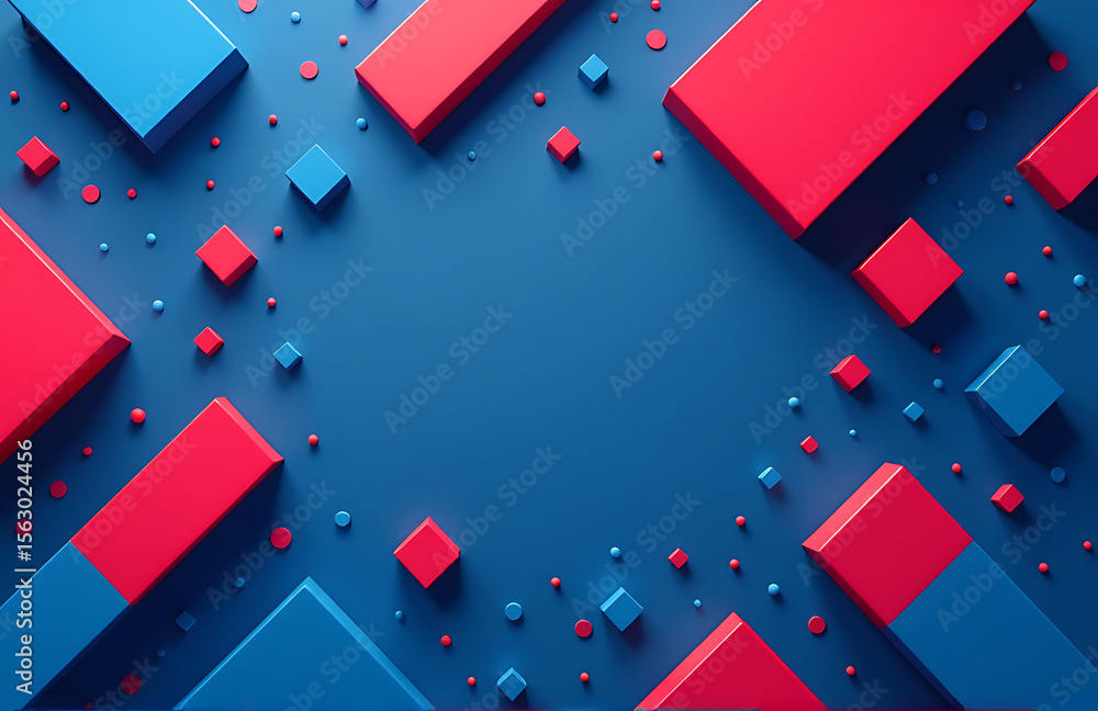 Poster blue red geometric pattern serves versatile web banner ample copy space creative