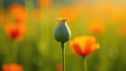 Close-Up of Single Flower Buds in Natural Light Capturing Growth and Botanical Simplicity.