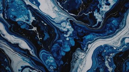Sapphire Colored Modern Marble Ink Texture Featuring Fluid Patterns and Abstract Artistic Design.