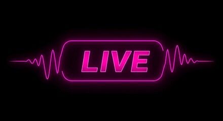 Pulsing live badge with radiating waves for streaming platform overlay design