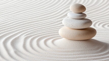 Serene Stacked Stones on Zen Garden Sand