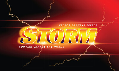 yellow light storm with text effect illustration