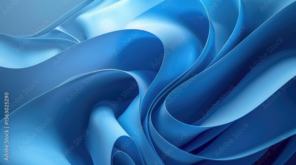 Poster Curved abstract blue texture with modern design flow and soft lighting gradients