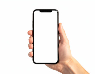 Hand Holding Smartphone Blank Screen Mockup for App Design and Mobile UI