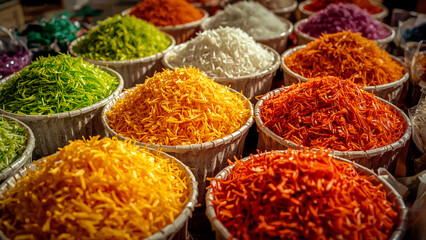 Vibrant Selection of Colorful Spices and Ingredients Creating an Aromatic and Flavorful Culinary Display.