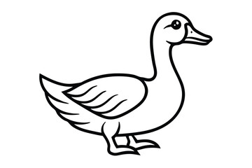Black silhouette of a simple duck standing elegantly with artistic feather details displayed perfectly