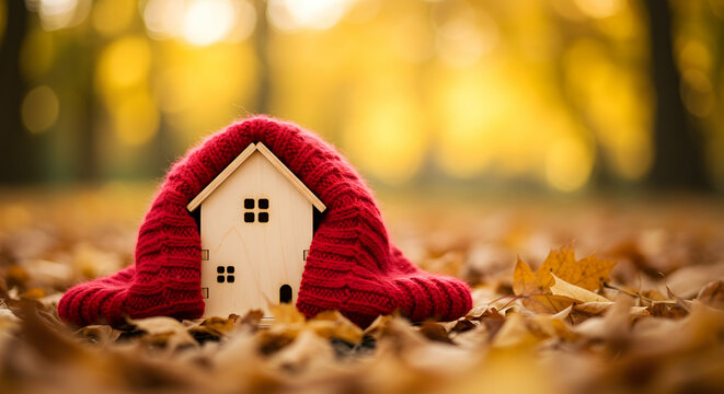 Cozy Autumn Home Warmth Energy Savings Fall House Protection Red Knit Sweater Leaves Woods
