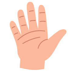 Open palm gesture, represents high five, greeting, or stop signal. Friendly and inclusive look.