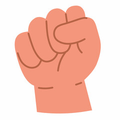 Closed fist hand, symbolizing strength, solidarity, or determination. Clean flat vector style.