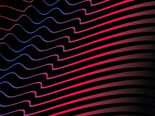 The background is a colorful gradient wavy diagonal striped pattern on a black background, creating a dynamic and modern visual effect.