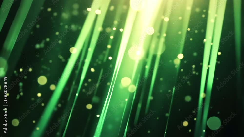 Aufkleber dynamic green light beams and particles create an ethereal background, green light beams and particl