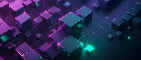 An abstract purple technology background featuring digital patterns glowing elements and futuristic design in a sleek modern aesthetic - Powered by Adobe