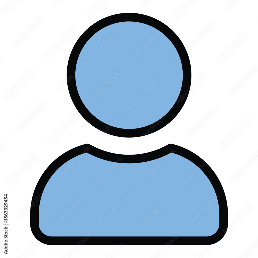 Poster user icon flat line style illustration representing an individual profile or account, suitable for u