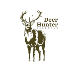 Deer logo design vector. Silhouette Deer Template Illustration. Icon Symbol