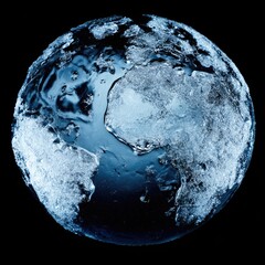Abstract Concept of a Frozen Earth Globe with Visible Continents, Symbolizing Climate Change