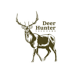 Deer logo design vector. Silhouette Deer Template Illustration. Icon Symbol
