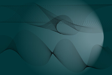 Abstract flowing lines create a dynamic wave pattern on a gradient teal background