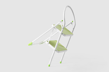 Green stepladder on light background