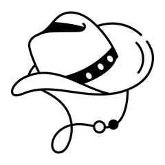 A hand drawn style icon of a cowboy hat
