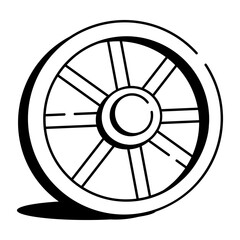 A hand drawn style icon of wooden wheel
