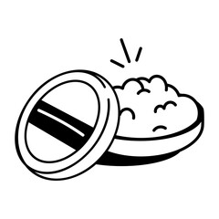 A sketchy style icon depicting ground coffee beans
