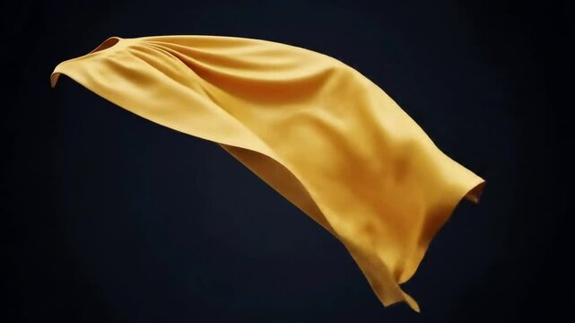 Flowing Golden Fabric: Dynamic Motion of Silk on Dark Background Video