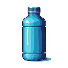 Bold vector illustration of blue water bottle on white background, hydration concept