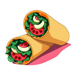 Vibrant healthy wrap illustration showcasing fresh ingredients, energy