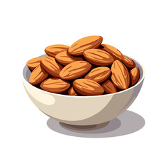 Bold vector illustration of almonds in a bowl, health energy concept