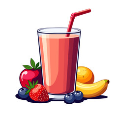 Vibrant fruit smoothie with berries and banana, energy and health