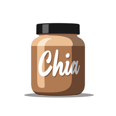Bold chia pudding jar illustration in pop art style, health concept