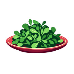 Vibrant microgreens on a red plate, health and nutrition concept
