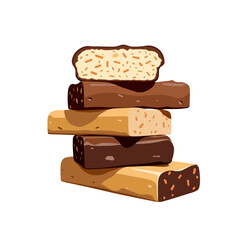 Vibrant energy bars stacked in pop art style, nutrition concept